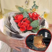 2 Pieces, Bouquet Blocks With Remote Control String Lights Rose Flower Building Set for Adults Bouquet Botanical Collection DIY Birthday Gifts for MomGirlfriend Women Her Girls Building Toys Lightinthebox - thumbnail