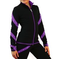 Figure Skating Fleece Jacket Women's Girls' Ice Skating Jacket Top Pink Blue Purple Stretchy Training Competition Skating Wear Thermal Warm Crystal  Rhinestone Long Sleeve Ice Skating Figure Skating Lightinthebox - thumbnail