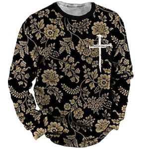 Men's Unisex Sweatshirt Pullover Graphic Prints Flower Print Daily Sports Holiday 3D Print Designer Casual Hoodies Sweatshirts  Black miniinthebox