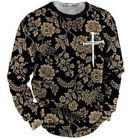 Men's Unisex Sweatshirt Pullover Graphic Prints Flower Print Daily Sports Holiday 3D Print Designer Casual Hoodies Sweatshirts  Black miniinthebox - thumbnail