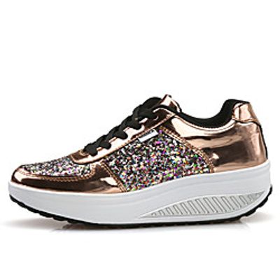 Women's Trainers Athletic Shoes Flat Heel Round Toe Booties Ankle Boots Daily Work PU Gleit Solid Colored Silver Gold White miniinthebox