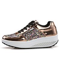Women's Trainers Athletic Shoes Flat Heel Round Toe Booties Ankle Boots Daily Work PU Gleit Solid Colored Silver Gold White miniinthebox - thumbnail