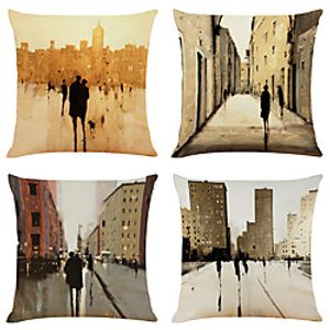 Vintage Double Side Cushion Cover 4PC Soft Decorative Square Throw Pillow Cover Cushion Case Pillowcase for Bedroom Livingroom Superior Quality Machine Washable Indoor Cushion for Sofa Couch Bed Chair miniinthebox