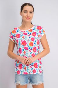 Womens Floral Printed T-Shirt  Red Combo