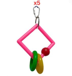 Pets Club Plastic Bird Toy With Bell H-15 Cm, W 10 Cm (Pack of 5)