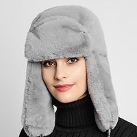 Women's Hat Winter Hats Gray Outdoor Home Daily Fleece Pure Color Windproof Comfort Warm miniinthebox - thumbnail