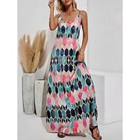 Women's Casual Dress A Line Dress Ombre Geometric Print Crew Neck Long Dress Maxi Dress Stylish Daily Vacation Sleeveless Summer Lightinthebox