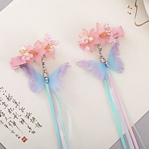 Kids' Baby Girls' 2 Pieces Antique Pair Clip Hanfu Headdress Princess Streamer Hairpin Girl Tassel Step Rocking Side Clip Bow Hairpin Lightinthebox