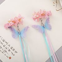 Kids' Baby Girls' 2 Pieces Antique Pair Clip Hanfu Headdress Princess Streamer Hairpin Girl Tassel Step Rocking Side Clip Bow Hairpin Lightinthebox - thumbnail