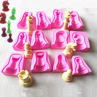 3D 12pcs Edible Chess Set Silicone Fondant Mold DIY Sugarpaste Mould Cake Topper