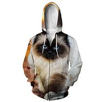Men's Zip Up Hoodie Sweatshirt Animal 3D Casual Daily 3D Print Casual Hoodies Sweatshirts  2 miniinthebox - thumbnail