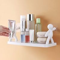 Punch-free Bathroom Shelf Shower Storage Rack for Soap Shampoo Organizer Cute White Doll Shelves No Drilling Cosmetics Holder Home Decor Lightinthebox - thumbnail