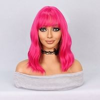 Synthetic Wig Wavy Bob Machine Made Wig 14 inch PinkRed Synthetic Hair Women's Fashionable Design Soft Classic Rose Pink Christmas Party Wigs miniinthebox - thumbnail