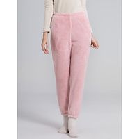 Women's Polar Fleece Pajama Pants Pure Color Simple Plush Casual Street Daily Date Warm Breathable Pant Elastic Waist Fall Winter Lotus Pink Pink Lightinthebox - thumbnail