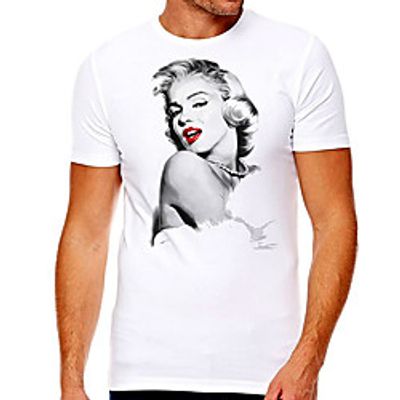 Men's Unisex Tee T shirt Hot Stamping Graphic Prints Portrait Plus Size Print Short Sleeve Casual Tops Cotton Basic Designer Big and Tall White Lightinthebox