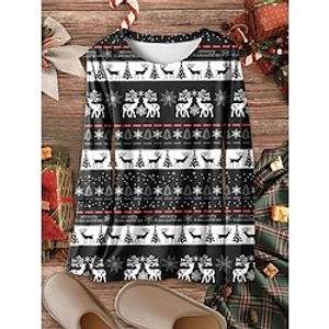 Women's Christmas Pajamas Top Santa Claus Elk Warm Comfort Soft Home Christmas Daily Spandex Warm Breathable Crew Neck Long Sleeve Fall Winter Black Wine Lightinthebox
