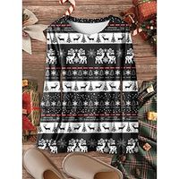 Women's Christmas Pajamas Top Santa Claus Elk Warm Comfort Soft Home Christmas Daily Spandex Warm Breathable Crew Neck Long Sleeve Fall Winter Black Wine Lightinthebox - thumbnail