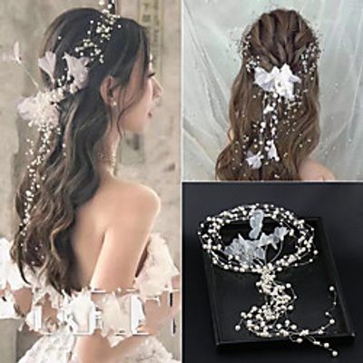 Fabric Handmade Pearl Garland Hair Band Children's Performance Modeling Hair Accessories Little Fairy Performance Headdress Hair Band Lightinthebox