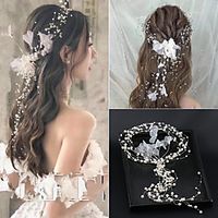 Fabric Handmade Pearl Garland Hair Band Children's Performance Modeling Hair Accessories Little Fairy Performance Headdress Hair Band Lightinthebox - thumbnail