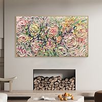 Oil Painting Hand Painted Horizontal Abstract Floral  Botanical Contemporary painting texture flower painting Modern Rolled Canvas (No Frame) Lightinthebox - thumbnail