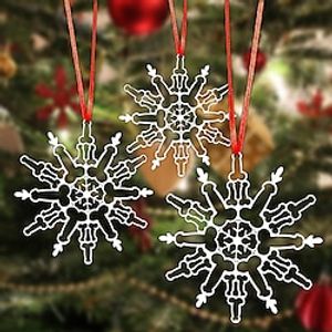 Funny Snowflake Ornament, Metal Snowflake Christmas Tree Decorations Toppers, Funny Christmas Ornaments Snowflake Pendant for Festive Party Home Office Decor, Naughty miniinthebox