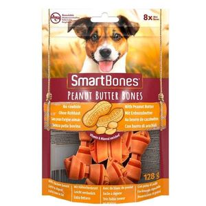 Smartbones Peanut Butter Mini 8 Pack Rawhide-Free Chews for Dogs, No Artificial Preservatives or Flavors Added