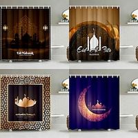 Ramadan Shower Curtain with Hooks, EID Style Fabric Home Decoration Bathroom Waterproof Shower Curtain with Hook Luxury Modern Lightinthebox - thumbnail