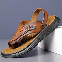 Men's Sandals Retro Walking Casual Daily Leather Comfortable Booties / Ankle Boots Loafer Yellow Gray Spring Fall Lightinthebox