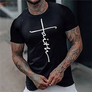 Men's T shirt Tee Graphic Tee Letter Print Crew Neck Street Holiday Short Sleeve Print Clothing Apparel Designer Casual Comfortable miniinthebox