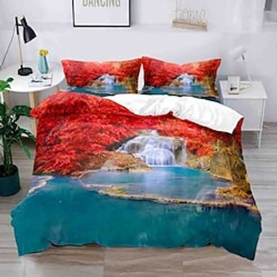Landscape Series 3-Piece Duvet Cover Set Hotel Bedding Sets Comforter Cover with Soft Lightweight Microfiber, Include 1 Duvet Cover, 2 Pillowcases for DoubleQueenKing(1 Pillowcase for TwinSingle) Lightinthebox
