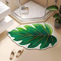 Green Leaf Mat, Large Monstera Cute Non Slip Shaped Plush Fun Kitchen, Bathroom Bathtub Rugs Machine Washable Lightinthebox - thumbnail