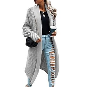 Women's Cardigan Sweater Jumper Cable Knit Knitted Pure Color Shirt Collar Stylish Casual Outdoor Home Winter Fall Pink Army Green S M L / Long Sleeve / Holiday / Regular Fit / Going out miniinthebox