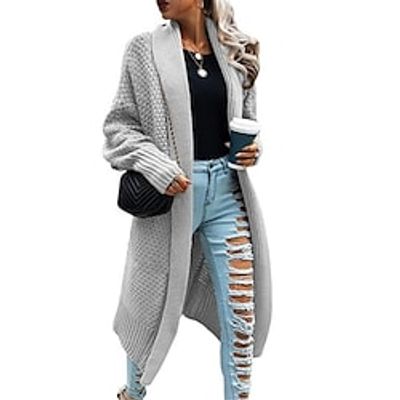 Women's Cardigan Sweater Jumper Cable Knit Knitted Pure Color Shirt Collar Stylish Casual Outdoor Home Winter Fall Pink Army Green S M L / Long Sleeve / Holiday / Regular Fit / Going out miniinthebox