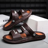 Men's Sandals Slippers Flip-Flops Comfort Sandals Slides Walking Sporty Casual Beach Outdoor PU Breathable Slip-on Black Brown Summer Fall Lightinthebox