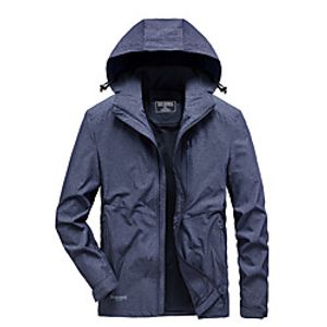 Men's Hiking Jacket Hiking Windbreaker Autumn  Fall Winter Spring Outdoor Solid Color Thermal Warm Windproof Quick Dry Breathable Jacket Top Spandex Hunting Fishing Climbing Dark Grey Black Blue Lightinthebox
