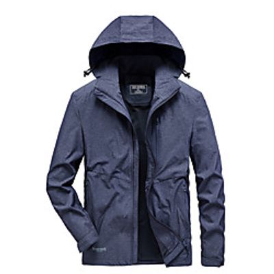Men's Hiking Jacket Hiking Windbreaker Autumn  Fall Winter Spring Outdoor Solid Color Thermal Warm Windproof Quick Dry Breathable Jacket Top Spandex Hunting Fishing Climbing Dark Grey Black Blue Lightinthebox