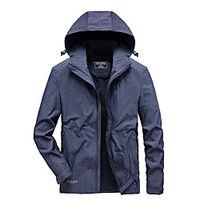 Men's Hiking Jacket Hiking Windbreaker Autumn  Fall Winter Spring Outdoor Solid Color Thermal Warm Windproof Quick Dry Breathable Jacket Top Spandex Hunting Fishing Climbing Dark Grey Black Blue Lightinthebox - thumbnail