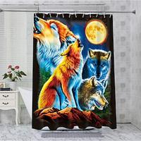 Wolf In The Moonlight Bathroom Deco Shower Curtain with Hooks Bathroom Decor Waterproof Fabric Shower Curtain Set with12 Pack Plastic Hooks Lightinthebox