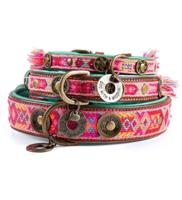 Dog With A Mission Boho Rosa Leather Dog Collar - Pink L (38-47X4CM)