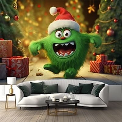 Christmas Green Monster Hanging Tapestry Wall Art Xmas Large Tapestry Mural Decor Photograph Backdrop Blanket Curtain Home Bedroom Living Room Decoration Lightinthebox
