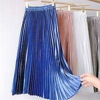 Women's Skirt A Line Pleated Midi Black White Champagne Pink Skirts Spring  Summer Fashion Elegant Street Daily One-Size Lightinthebox - thumbnail