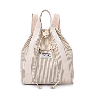 Women's Canvas Commuter Backpack Large Capacity Lightweight Buttons Solid Color Sports  Outdoor Daily Beige Lightinthebox