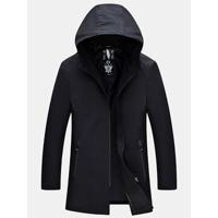 Casual Business Trench Coat Hooded Jacket for Men