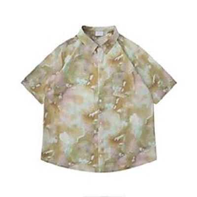 tie dyeing hawaiian shirt men turn-down collar summer men's shirt short sleeve male top Lightinthebox