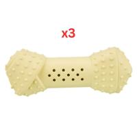 Trixie Junior Cooling Bone Natural Rubber Toy For Dogs - Yellow 10Cm (Pack of 3)