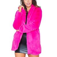 Womens Long Sleeve Winter Warm Lapel Fox Faux Fur Coat Jacket Overcoat Outwear with Pockets Y2K 1980s TS Style Lightinthebox - thumbnail
