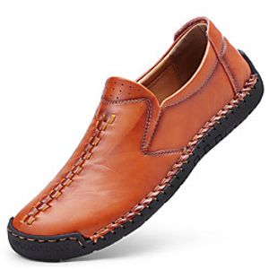 Men's Loafers  Slip-Ons Comfort Loafers Business Casual Vintage Athletic Outdoor Walking Shoes Nappa Leather Cowhide Handmade Non-slipping Wear Proof Booties / Ankle Boots Light Brown Dark Brown miniinthebox