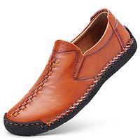 Men's Loafers  Slip-Ons Comfort Loafers Business Casual Vintage Athletic Outdoor Walking Shoes Nappa Leather Cowhide Handmade Non-slipping Wear Proof Booties / Ankle Boots Light Brown Dark Brown miniinthebox - thumbnail