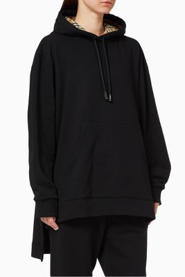 Stepped Hem Cotton Oversized Hoodie Stepped Hem Cotton Oversized Hoodie
