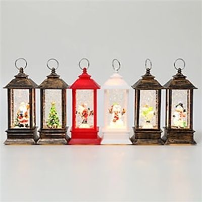 1PC Christmas Lamp Decorations Lights Snow Globe Home Decor Christmas Table Decor Decorative Candle Lanterns Candle Holders for Wedding Party Tabletop Desk Tree Ornament Lightinthebox